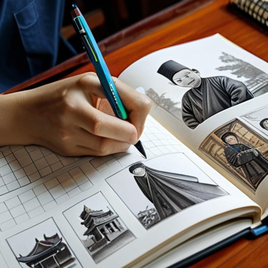 The Idea Spark**
"A Vietnamese artist at a brightly lit desk, sketching character concepts in a notebook. Surrounded by reference materials: photos of Vietnamese people, architecture, and traditional clothing. Warm, inviting atmosphere. Focus on the artist's creative energy. Safe for work, appropriate content, professional, fully clothed, modest clothing."
**