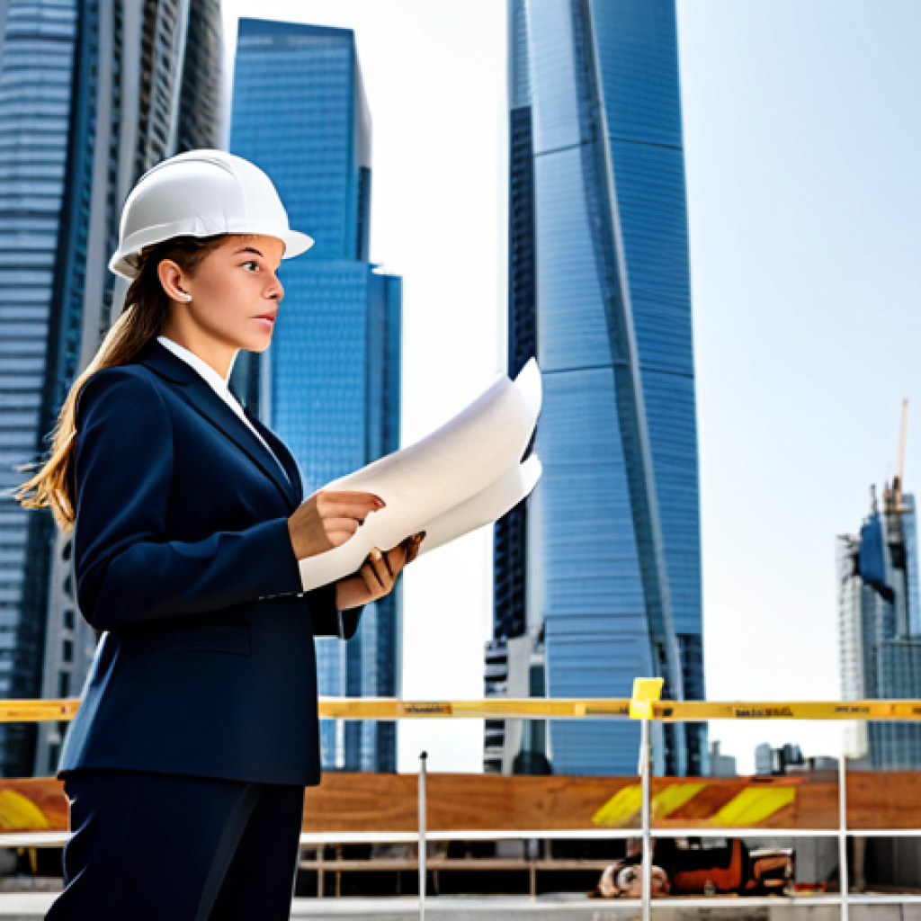 Professional Setting**

"A confident female architect, fully clothed in a modern, modest pantsuit, reviewing blueprints on a construction site with skyscrapers in the background, wearing a hard hat, appropriate attire, safe for work, perfect anatomy, natural proportions, professional architectural photography, high quality."

**