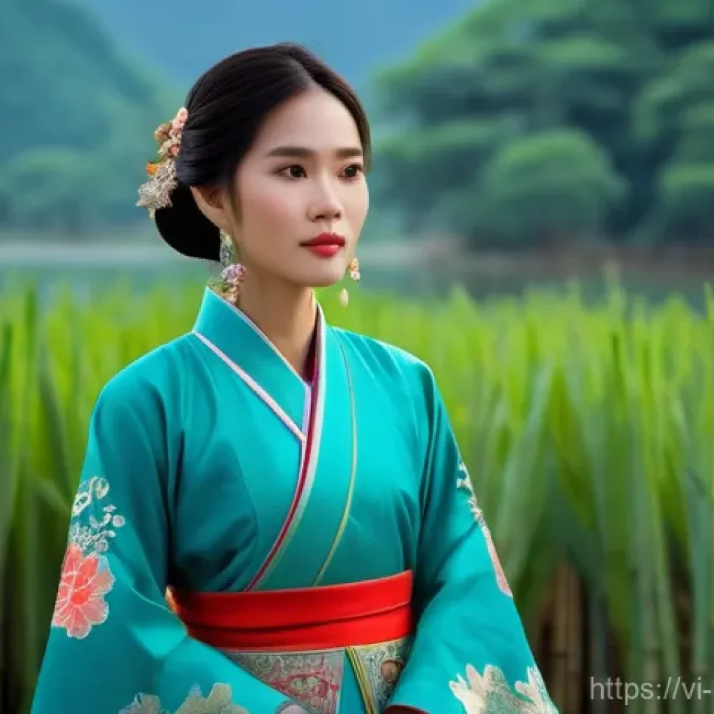 캐릭터 디자인 팀 리더 인터뷰 - **Prompt 1: "A captivating young Vietnamese woman, elegantly dressed in a vibrant, traditional Áo dà...