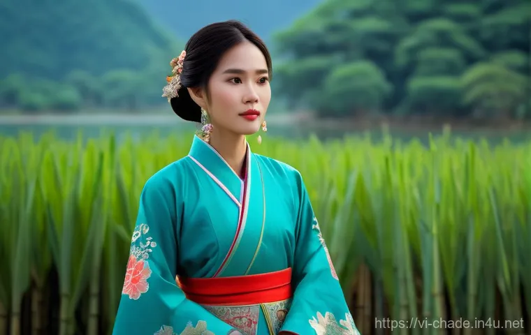 캐릭터 디자인 팀 리더 인터뷰 - **Prompt 1: "A captivating young Vietnamese woman, elegantly dressed in a vibrant, traditional Áo dà...