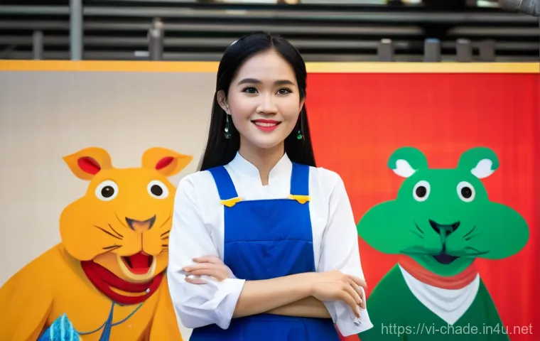 캐릭터 디자인 관련 직업 유형 - **"Innovation in Digital Worlds"**: A skilled Vietnamese 3D character artist, female, in her early 3...