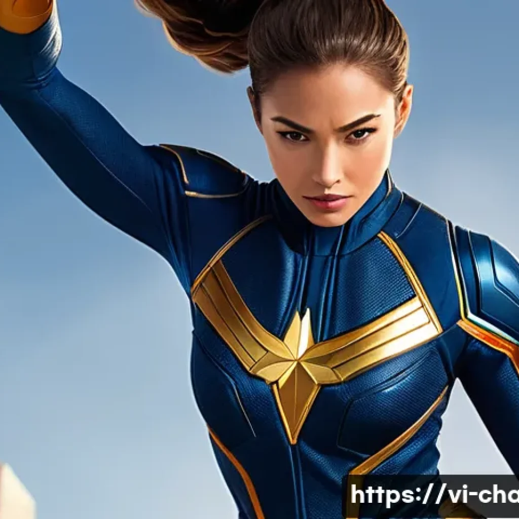 캐릭터 디자인 학습 루트 - **Prompt:** A dynamic, full-body shot of a powerful female superhero in a vibrant, sleek costume. Sh...