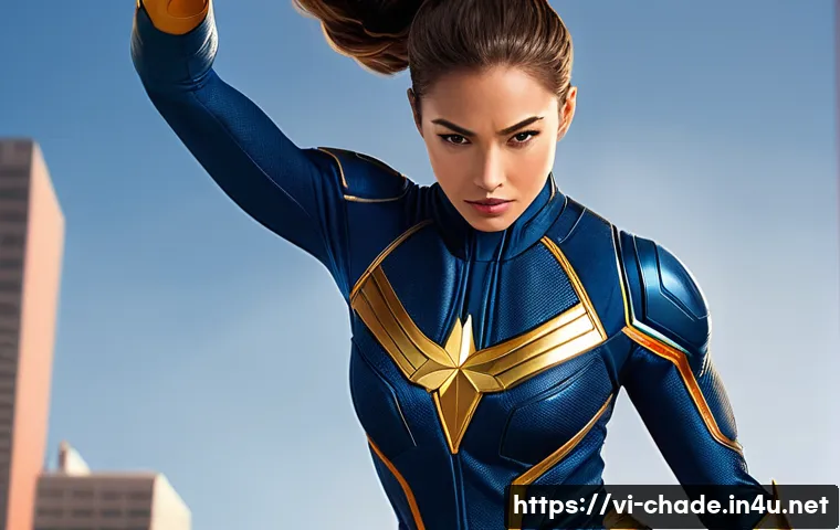 캐릭터 디자인 학습 루트 - **Prompt:** A dynamic, full-body shot of a powerful female superhero in a vibrant, sleek costume. Sh...