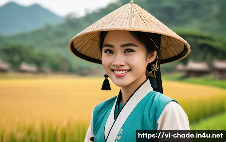 캐릭터 디자인과 학문적 연구 트렌드 - A friendly Vietnamese female character in traditional áo dài and nón lá hat, standing confidently wi...