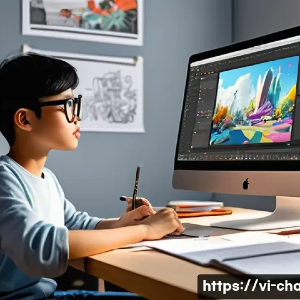 캐릭터 디자인 포트폴리오 퀄리티 업그레이드 - A professional character designer's workspace showcasing a diverse portfolio spread across a modern ...
