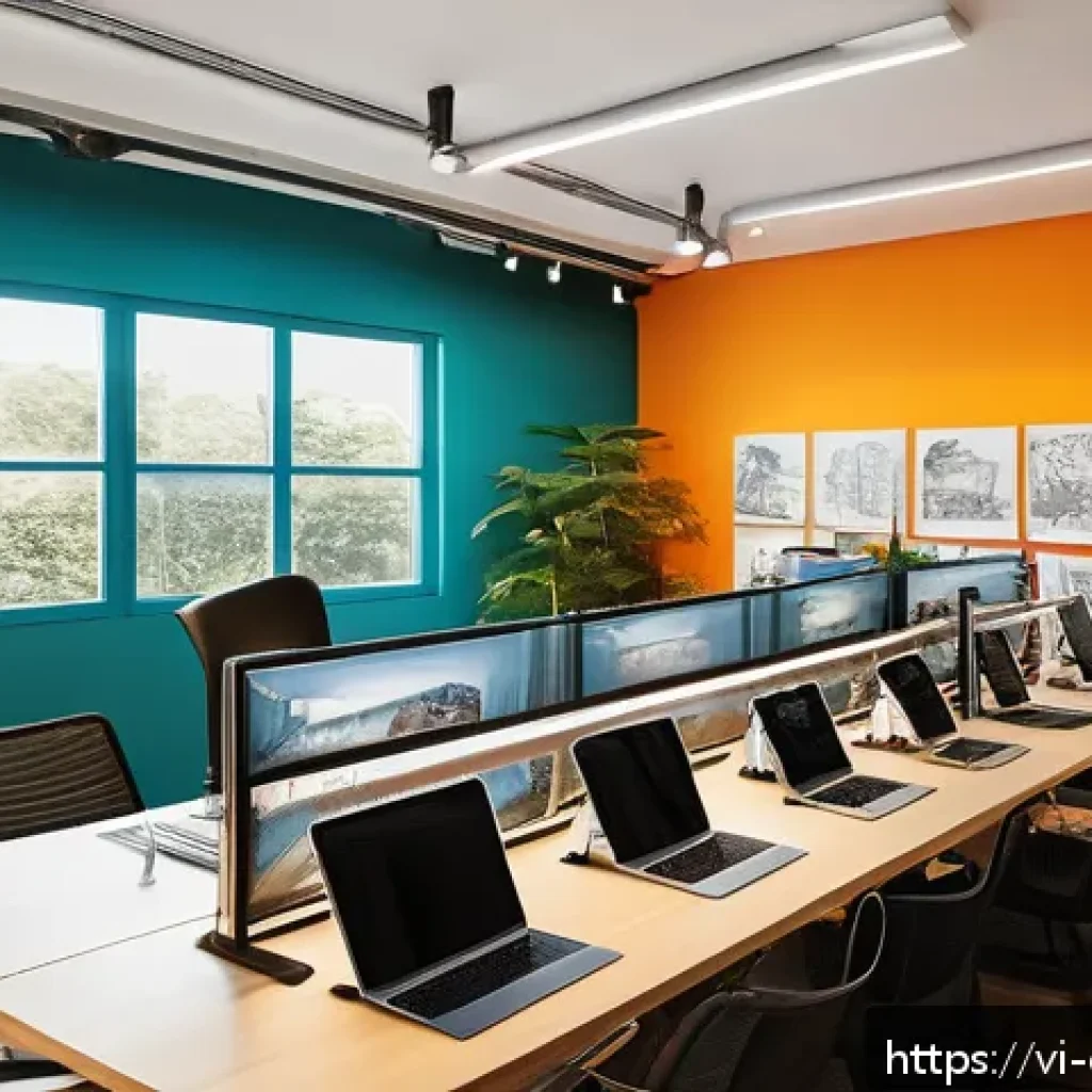 캐릭터 디자인 팀워크 향상 방법 - A vibrant creative workspace featuring a diverse team of character designers collaborating actively ...