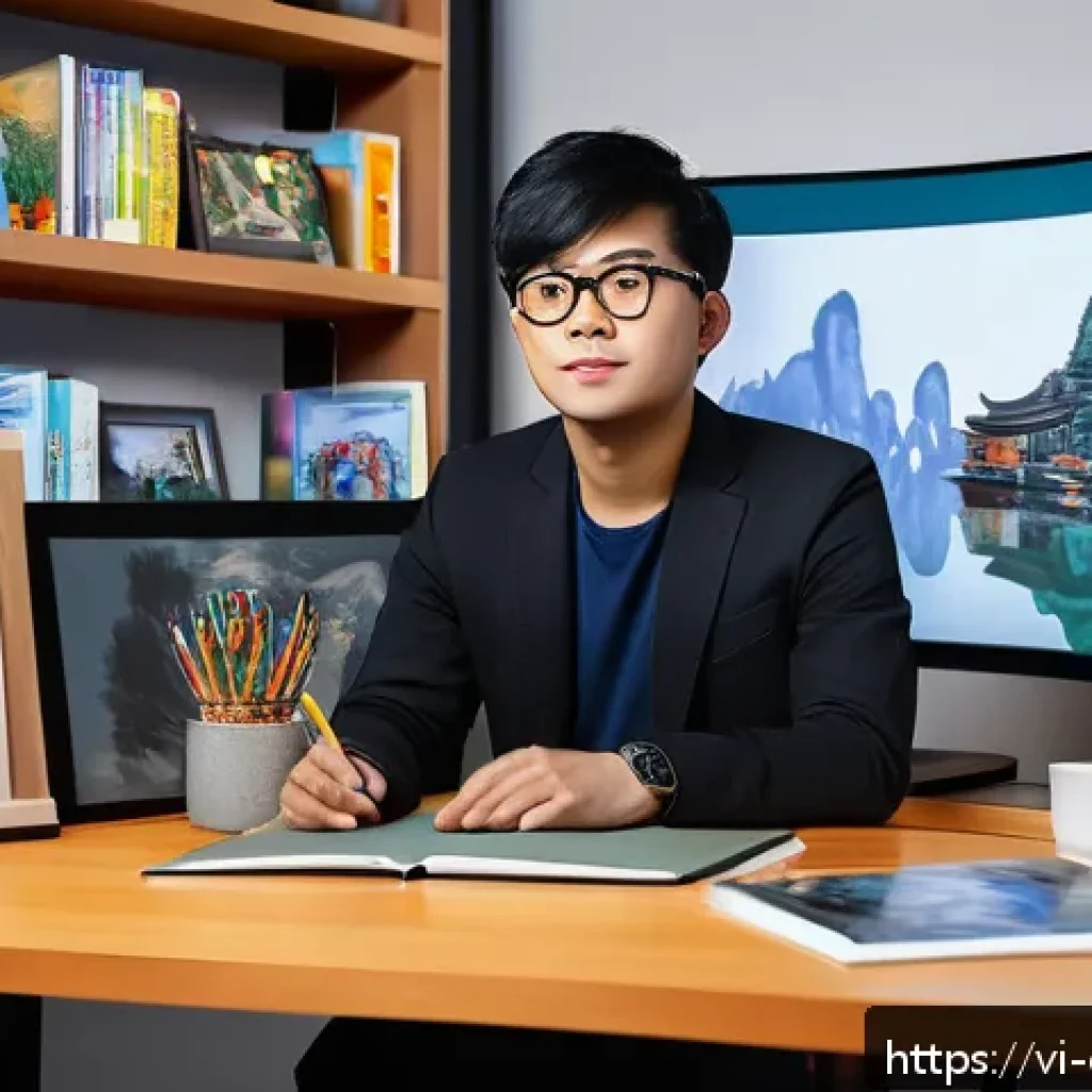 캐릭터 디자인 해외 취업 준비 과정 - A professional character designer workspace featuring a diverse portfolio on a sleek computer screen...