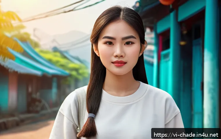 캐릭터 디자인과 디지털 일러스트의 융합 - A digital illustration of a young Vietnamese female character wearing modern casual clothes with exp...