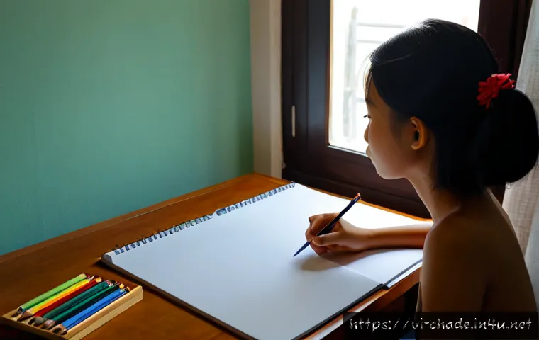 Home 17 캐릭터 디자인 입문자를 위한 조언 - Photorealistic over-the-shoulder view of a young Vietnamese character design beginner sketching expr...